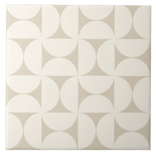 Modern Geometric Beige Semi circles Tile