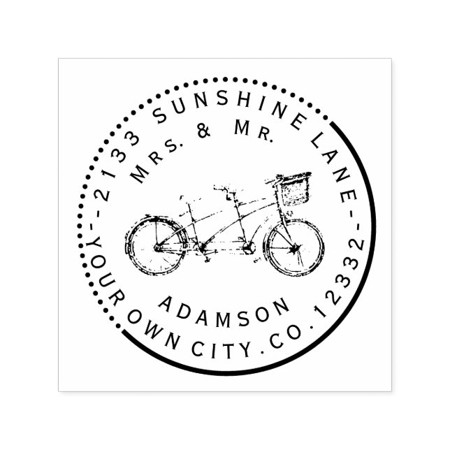 Modern Geometric Bicycle Monogram Wedding Self-inking Stamp (Design)