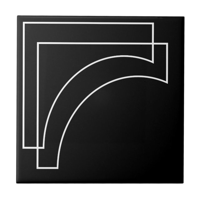 Modern Geometric Black And White Ceramic Tile (Front)