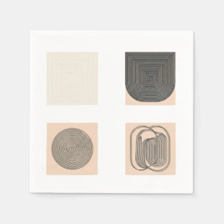 Modern Geometric Black-and-White Design Collection Napkins