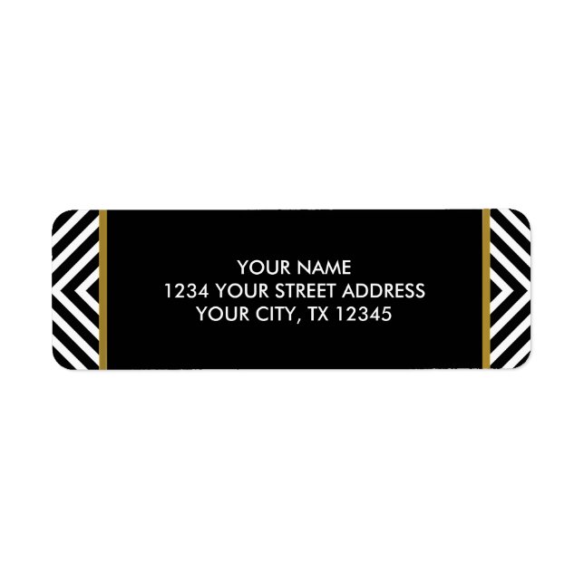 Modern Geometric Black and White Diamond Pattern Label (Front)