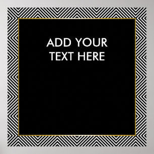 Modern Geometric Black and White Diamond Pattern Poster