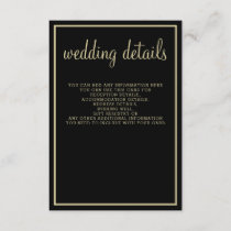 modern geometric black gold wedding enclosure card
