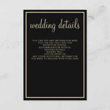 modern geometric black gold wedding enclosure card