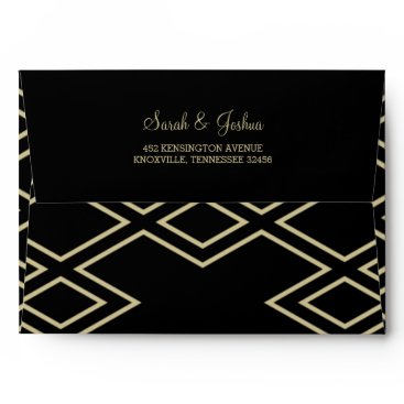 modern geometric black gold wedding envelopes
