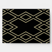 modern geometric black gold wedding envelopes (Front)