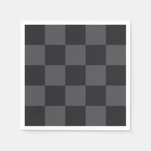 Modern Geometric Black Gray Bold Checkers Napkins