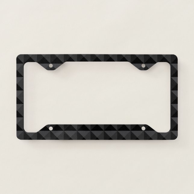Modern Geometric Black Square Pattern License Plate Frame (Front)
