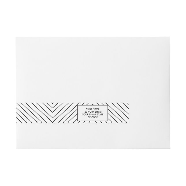 Modern Geometric Black Squares Pattern on White Co Wrap Around Address Label (Front)