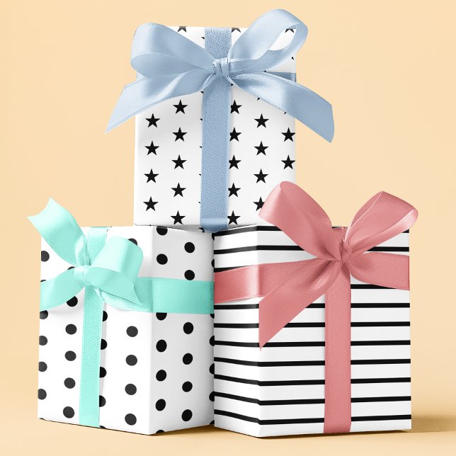 Modern Geometric Black & White Minimalist Birthday Wrapping Paper Sheets (Modern Geometric Black & White Minimalist Birthday Wrapping Paper Sheets
)