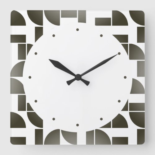 Modern Geometric Black White Pattern Square Wall Clock