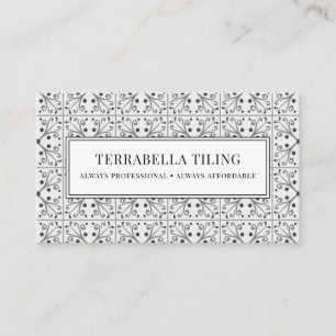 Modern Geometric Black White Tiles Tiler Tiling Business Card