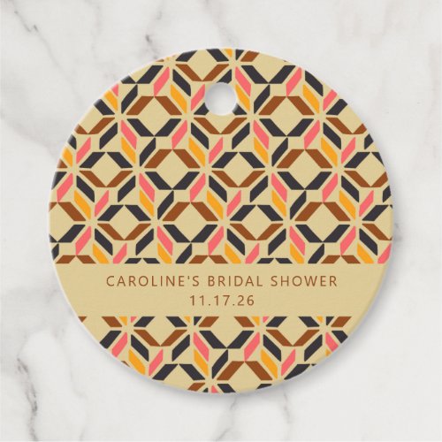 Modern Geometric Black Yellow Custom Bridal Shower Favor Tags