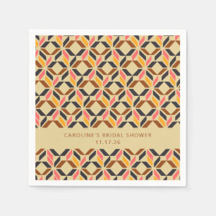 Modern Geometric Black Yellow Custom Bridal Shower Napkins