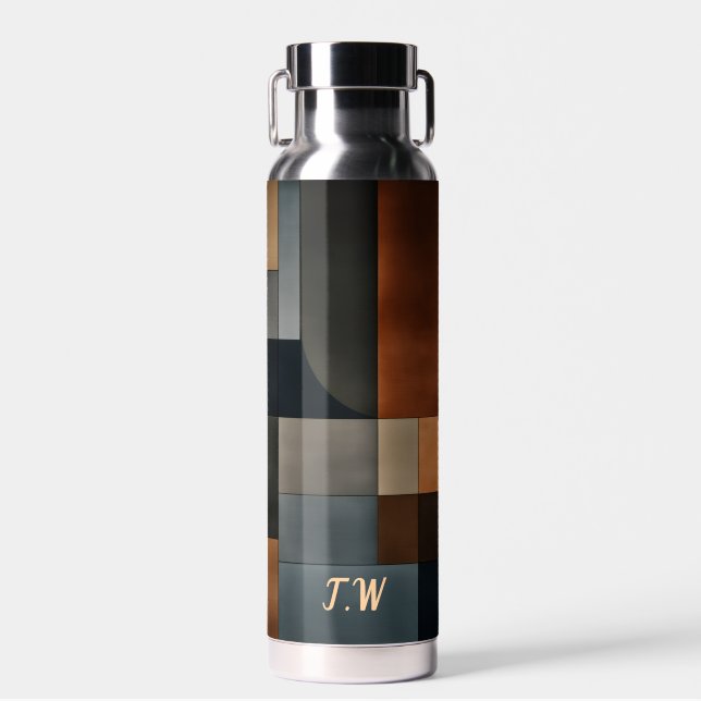 Modern Geometric Blocks - Personalized Water Bottl Bottle (Front)