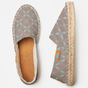 Modern Geometric Blue and Taupe Pattern Espadrilles
