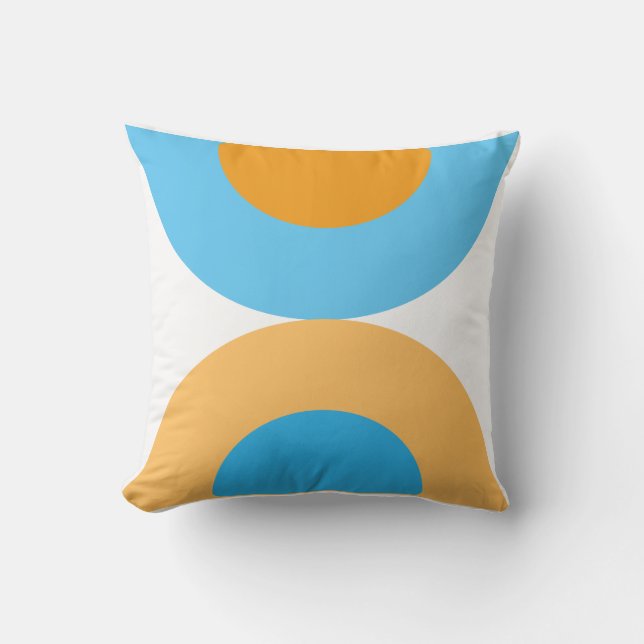 Modern Geometric Blue and Yellow Throw Pillow (Front)