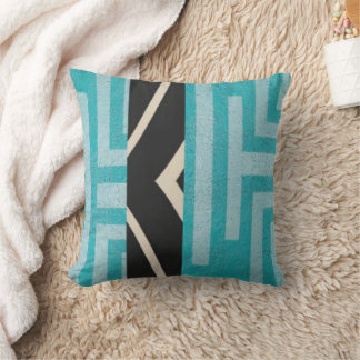 Modern Geometric (blue + black) 2-sided Throw Pillow