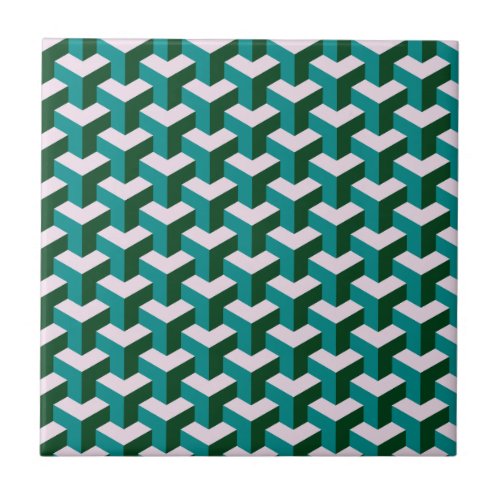 Modern Geometric Blue Blocks Pattern Ceramic Tile