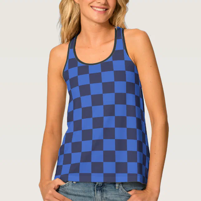 Modern Geometric Blue Checker Pattern Tank Top | Zazzle