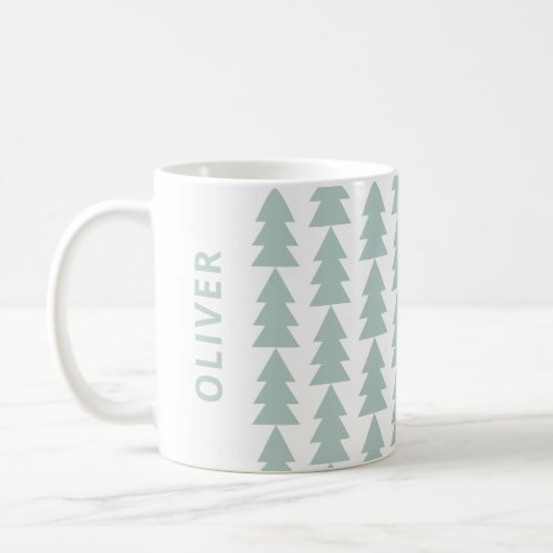 Modern geometric blue Christmas tree graphic Coffee Mug