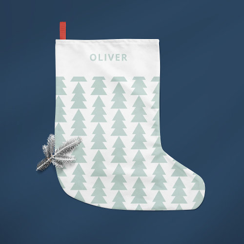 Modern geometric blue Christmas tree graphic Small Christmas Stocking