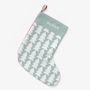 Modern geometric blue Christmas tree graphic Small Christmas Stocking