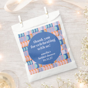 Modern Geometric Blue Custom Bridal Shower Thank Favor Bag