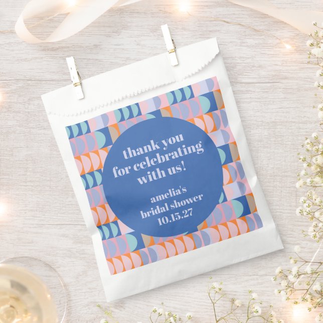 Modern Geometric Blue Custom Bridal Shower Thank  Favor Bag (Clipped)