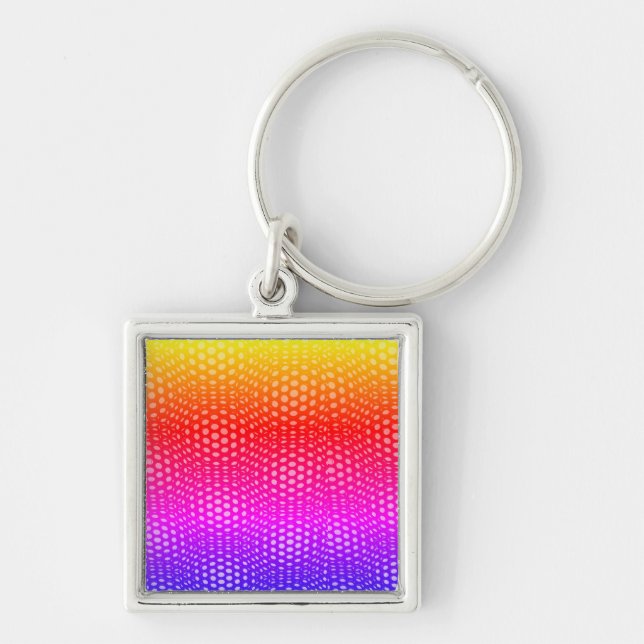Modern Geometric Blue Dot Pattern  Keychain (Front)