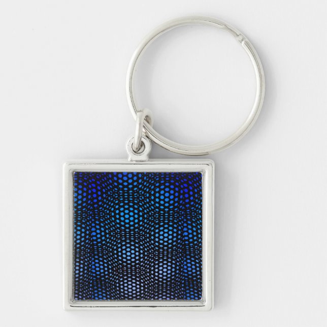 Modern Geometric Blue Dot Pattern  Keychain (Front)