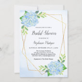 Modern Geometric Blue Hydrangea Bridal Shower Invitation (Front)