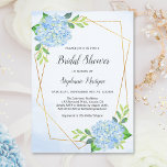 Modern Geometric Blue Hydrangea Bridal Shower Invitation at Zazzle