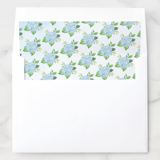 Modern Geometric Blue Hydrangea Wedding Envelope Liner (In Envelope)