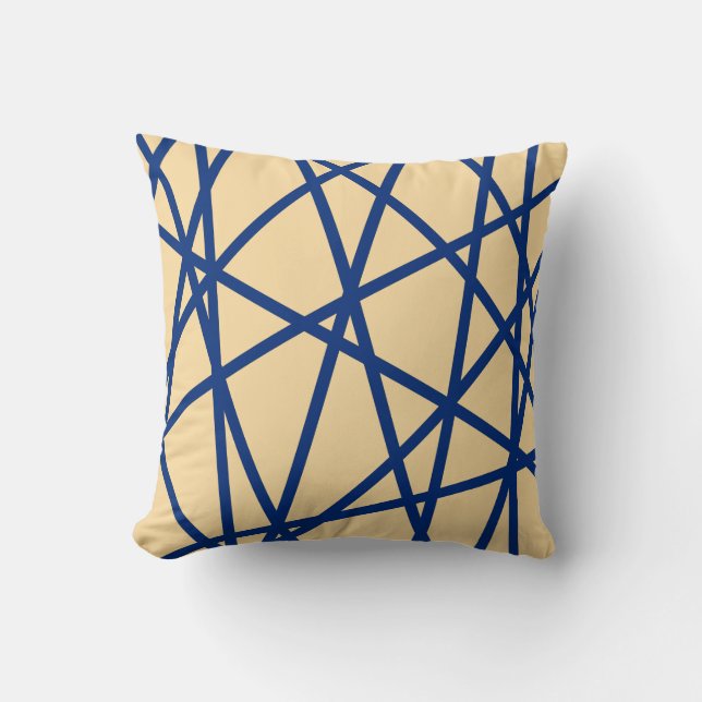 Modern Geometric Blue Pastel Pink Lines Abstract Throw Pillow (Front)