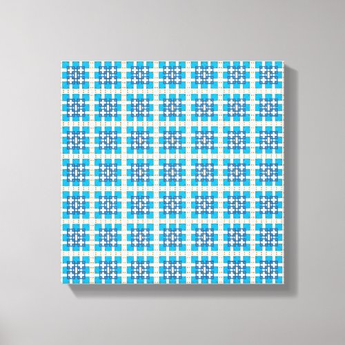 Modern geometric blue SEA squares pattern Canvas Print