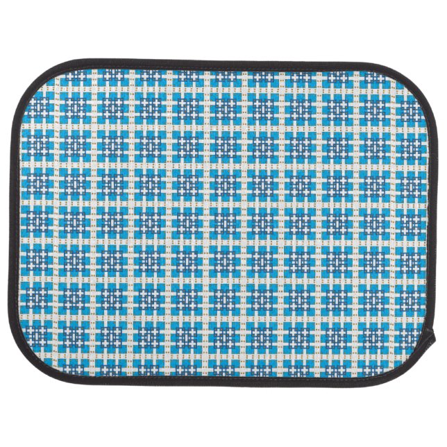 Modern geometric blue SEA squares pattern Car Floor Mat (Rear)