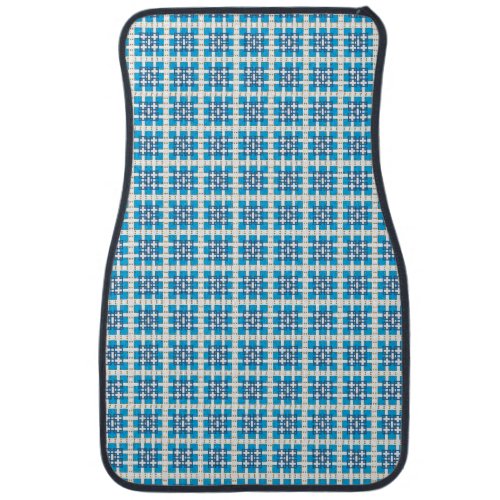 Modern geometric blue SEA squares pattern Car Mat