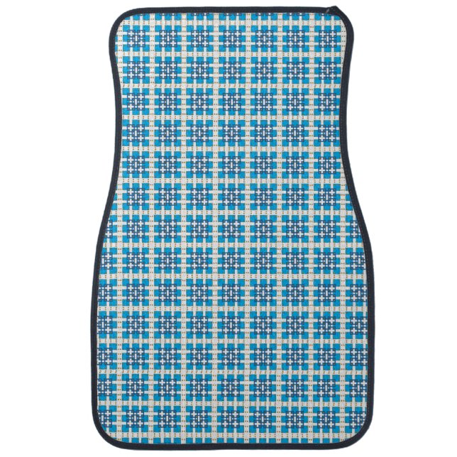 Modern geometric blue SEA squares pattern Car Mat (Front)
