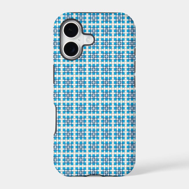Modern geometric blue SEA squares pattern Iphone Case (Back)