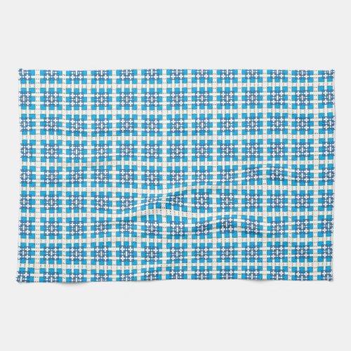 Modern geometric blue SEA squares pattern Kitchen Towel