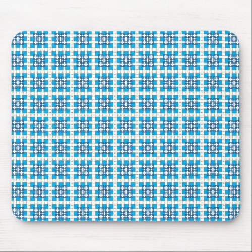 Modern geometric blue SEA squares pattern Mouse Pad