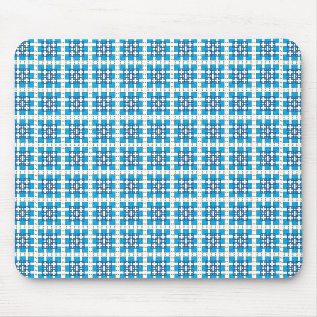 Modern geometric blue SEA squares pattern Mouse Pad (Front)