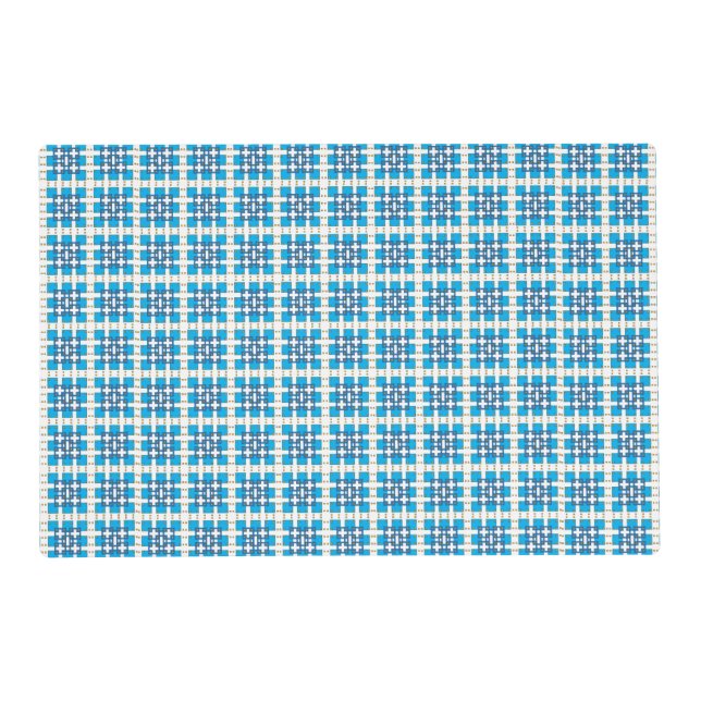 Modern geometric blue SEA squares pattern Placemat (Front)