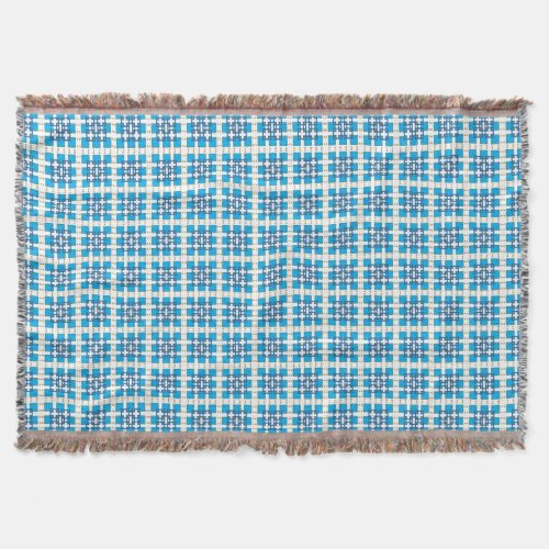 Modern geometric blue SEA squares pattern Throw Blanket