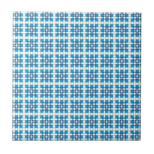 Modern geometric blue SEA squares pattern Tile