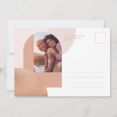 Modern Geometric Blush Bold Print Couple's Photo Save The Date (Back)