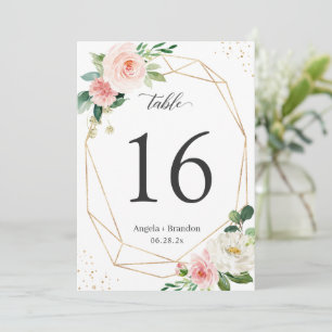 Modern Geometric Blush Floral 5x7 Table Number