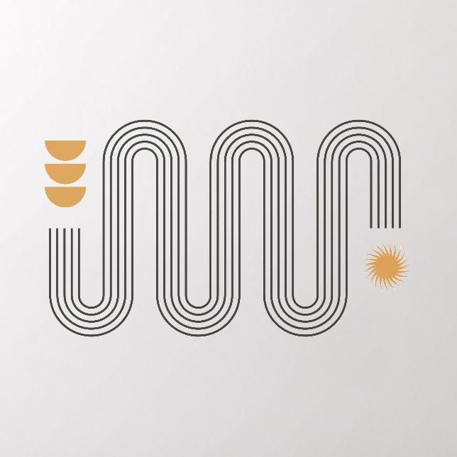 Modern Geometric Boho Line Art Sun Moon Wall Decal (Insitu 2)