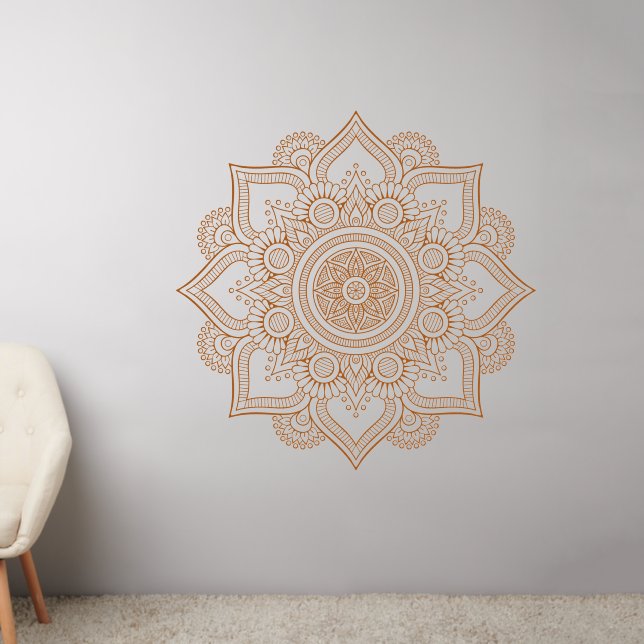 Modern Geometric Boho Yoga Meditation Mandala Wall Decal (Living Room 2)